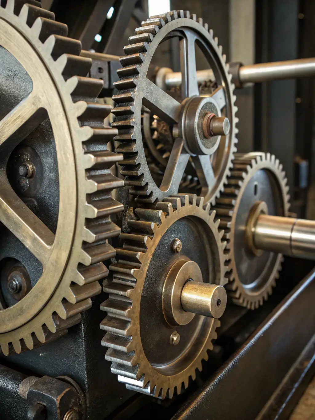 A close-up shot of a complex mechanical assembly, showcasing gears, cogs, and intricate design, symbolizing mechanical engineering expertise at GlobalHire.